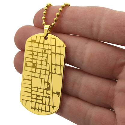 "The Place We Met" - Custom Map Engraved Dog Tag