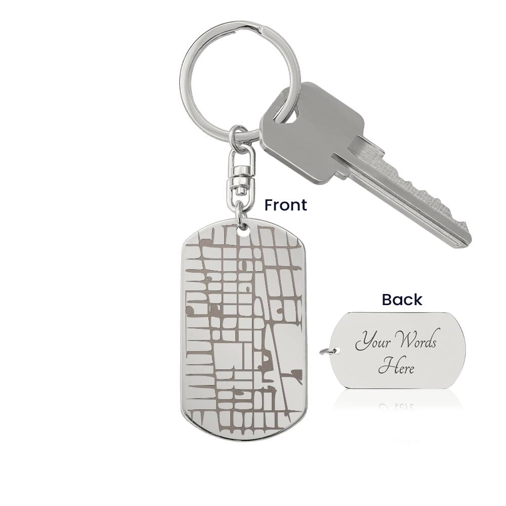 Our Special Place: Personalized Map & Dog Tag Keychain