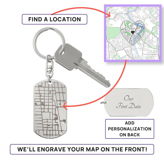 Our Special Place: Personalized Map & Dog Tag Keychain