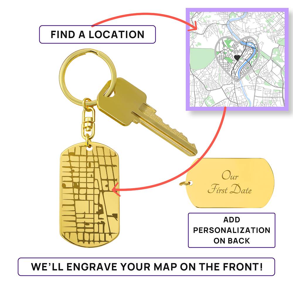 Our Special Place: Personalized Map & Dog Tag Keychain