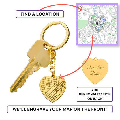Our Special Place: Personalized Map & Heart Keychain