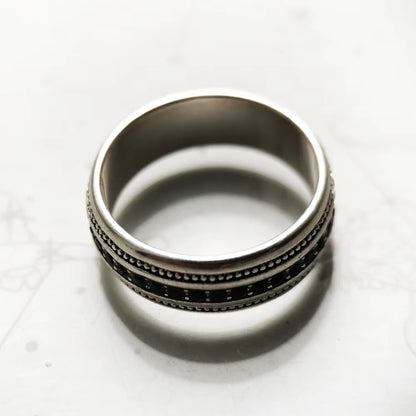Black CZ Lane Ring,Europe Style Vintage Jewelry Fine Jewerly Gift for Men and Women in 925 Sterling Silver