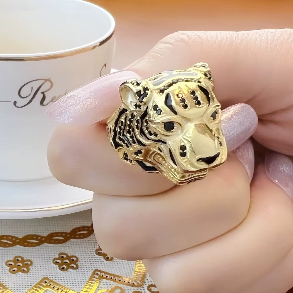 Ring Golden Tiger Rebel Fine Jewelry for Women Men,2022 Brand New Personal Lucky Gift in 925 Sterling Silver