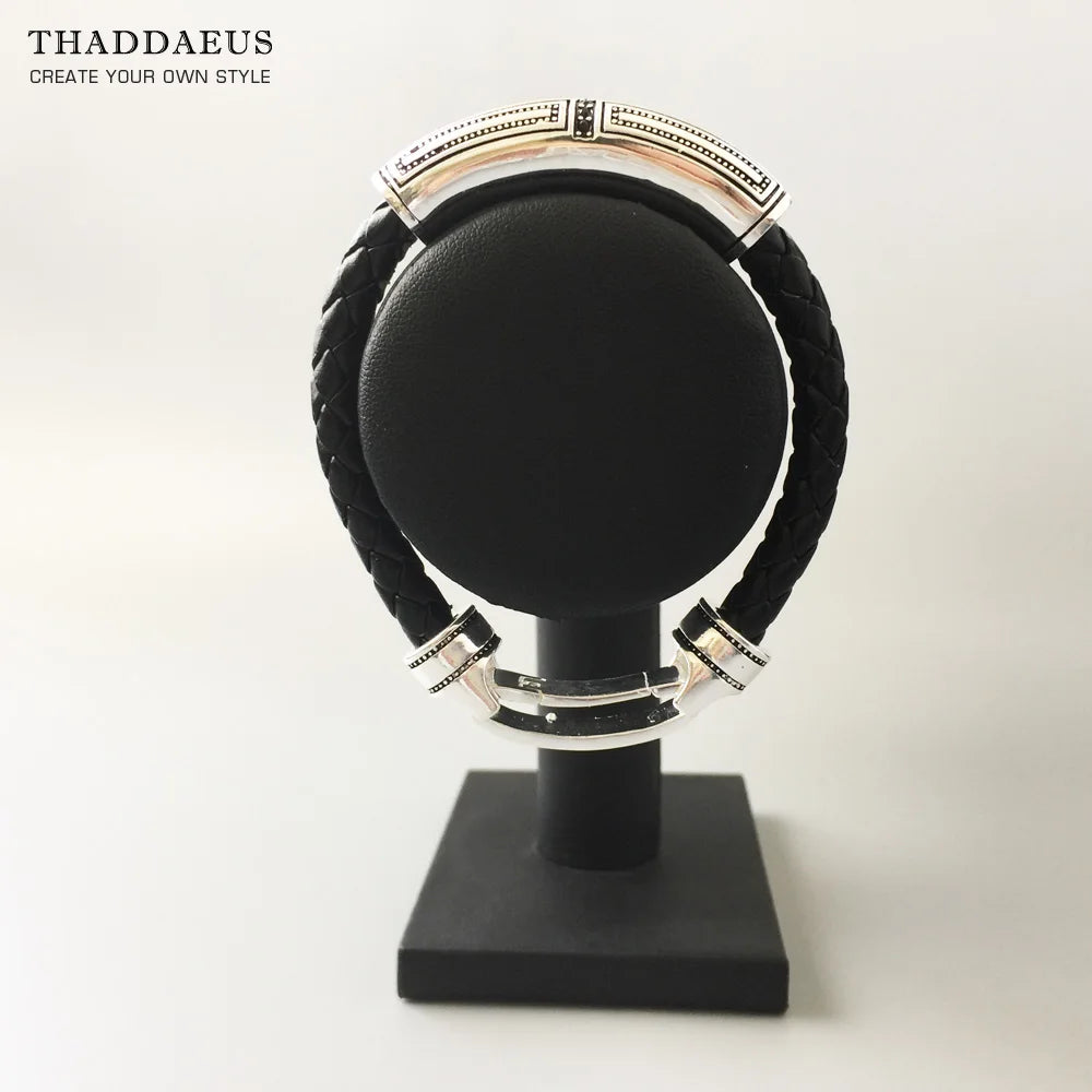 Brand New Leather Bracelet Cross,Europe 925 Sterling Silver Rebel Casual Fashion Jewelry Gift for Men Women Lover