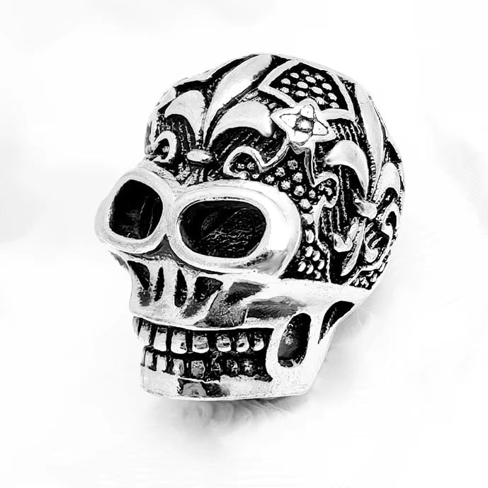 Beads Fleur-De-Lis Lily Skull Rebel Street 925 Silver Europe Karma Jewelry Accessories