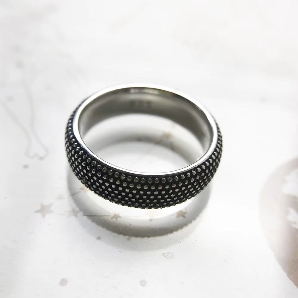 Band Ring Kathmandu,Ethnic Fine Jewerly for Women Men Autumn Relief-Like Structure Gift in 925 Sterling Silver