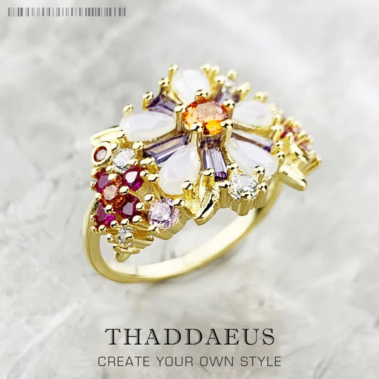 Colourful Flowers Ring 2023 Brand New Fine Jewerly Bohemia 925 Sterling Silver Gift for Women