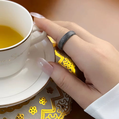 Band Ring Kathmandu,Ethnic Fine Jewerly for Women Men Autumn Relief-Like Structure Gift in 925 Sterling Silver