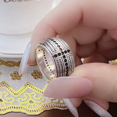 Black CZ Cross Ring,Europe Style Jewelry Fine Jewerly for Men and Women Gift in 925 Sterling Silver