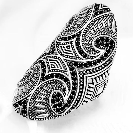 Ring Maori Cultural Tattoo Ornament,Bridal Sets Fashion Good Jewerly for Women Men Gift in 925 Sterling Silver