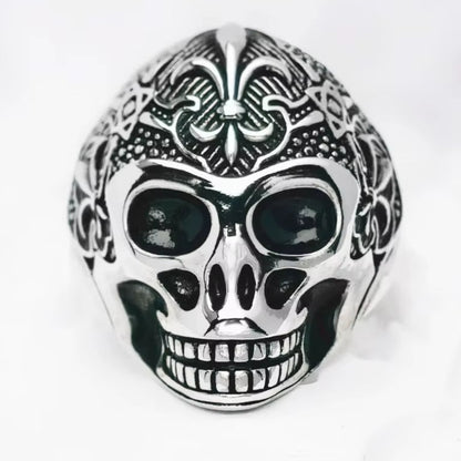 Blackened Lily Skull Ring Europe Style Vintage Jewelry Fine Jewerly Gift for Men Women in 925 Sterling Silver