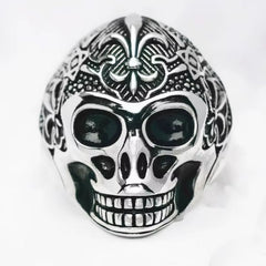 Blackened Lily Skull Ring Europe Style Vintage Jewelry Fine Jewerly Gift for Men Women in 925 Sterling Silver
