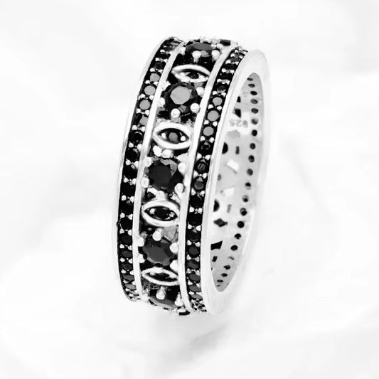 Black Ornament Ring Europe Style Vintage Jewerly for Girls Women Summer Brand New Gift in 925 Sterling Silver