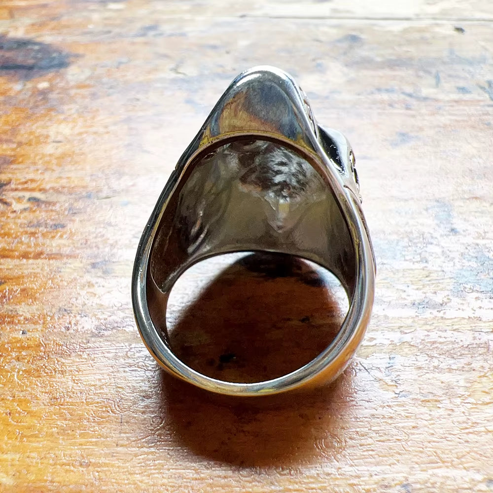 Blackened Lily Skull Ring Europe Style Vintage Jewelry Fine Jewerly Gift for Men Women in 925 Sterling Silver