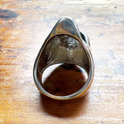 Blackened Lily Skull Ring Europe Style Vintage Jewelry Fine Jewerly Gift for Men Women in 925 Sterling Silver
