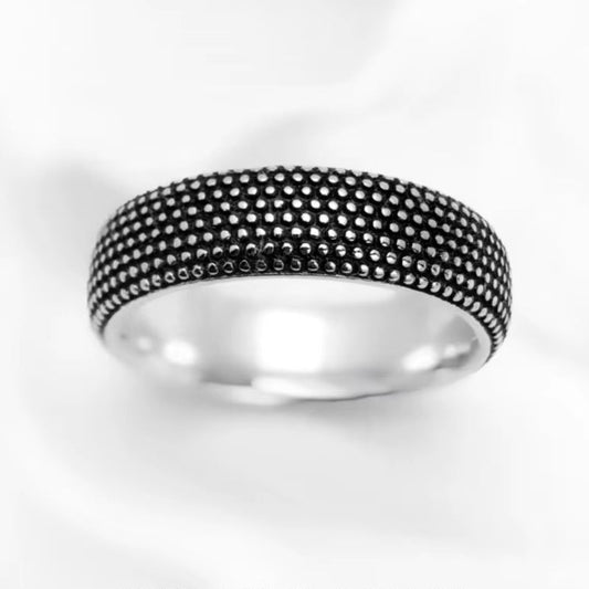 Band Ring Kathmandu,Ethnic Fine Jewerly for Women Men Autumn Relief-Like Structure Gift in 925 Sterling Silver